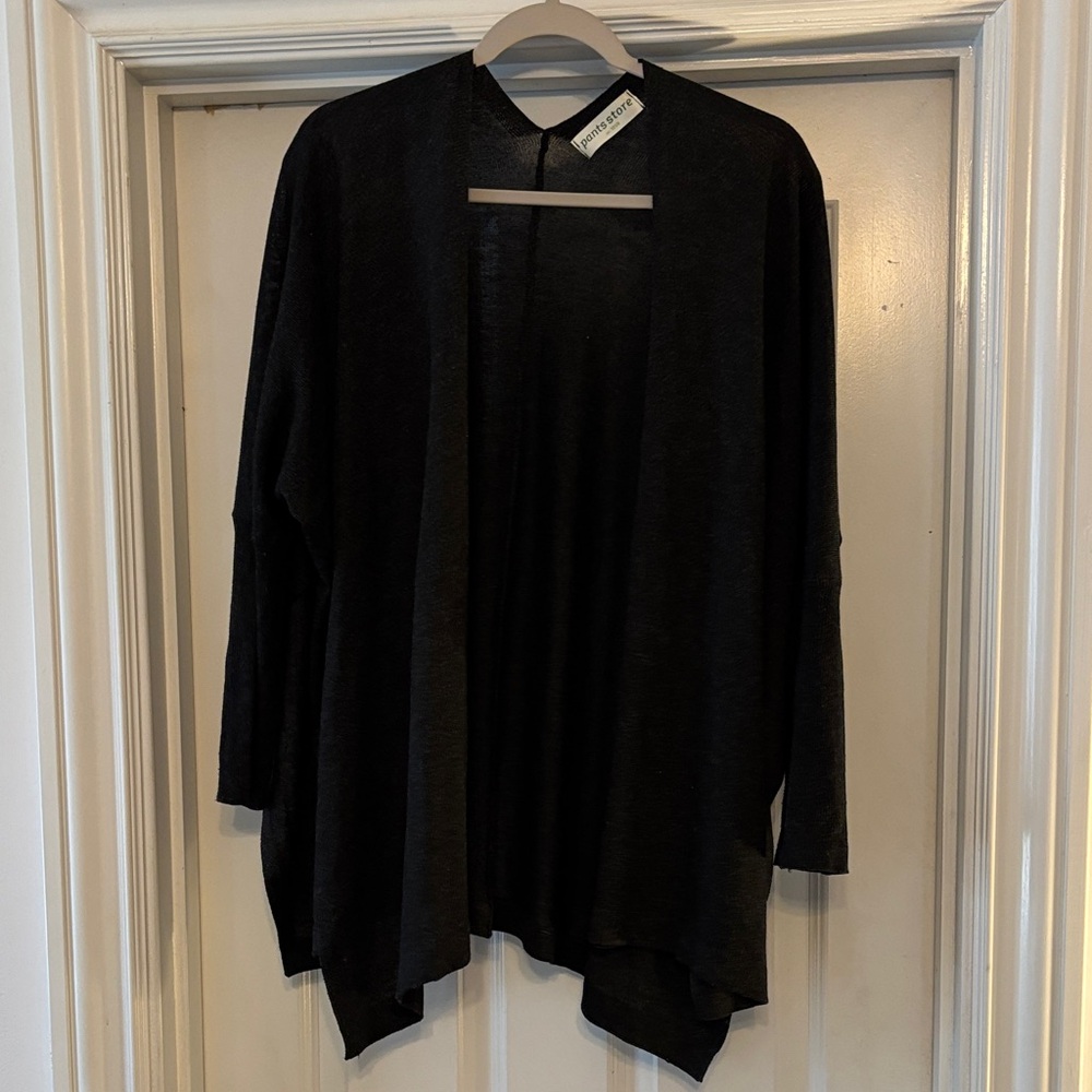 Women's Black Open-Front Draped Cardigan